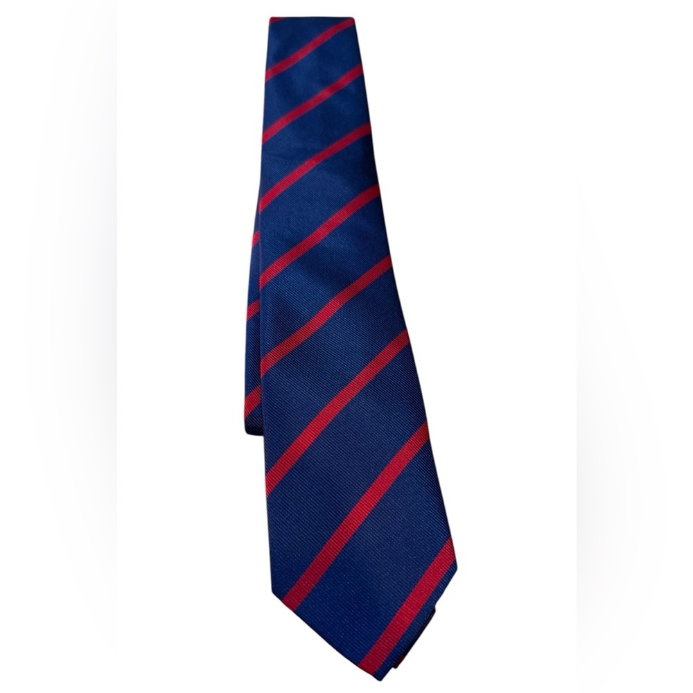 LUTHER PIKE SEATTLE Handmade Blue & Red Striped Tie - Picture 5 of 11